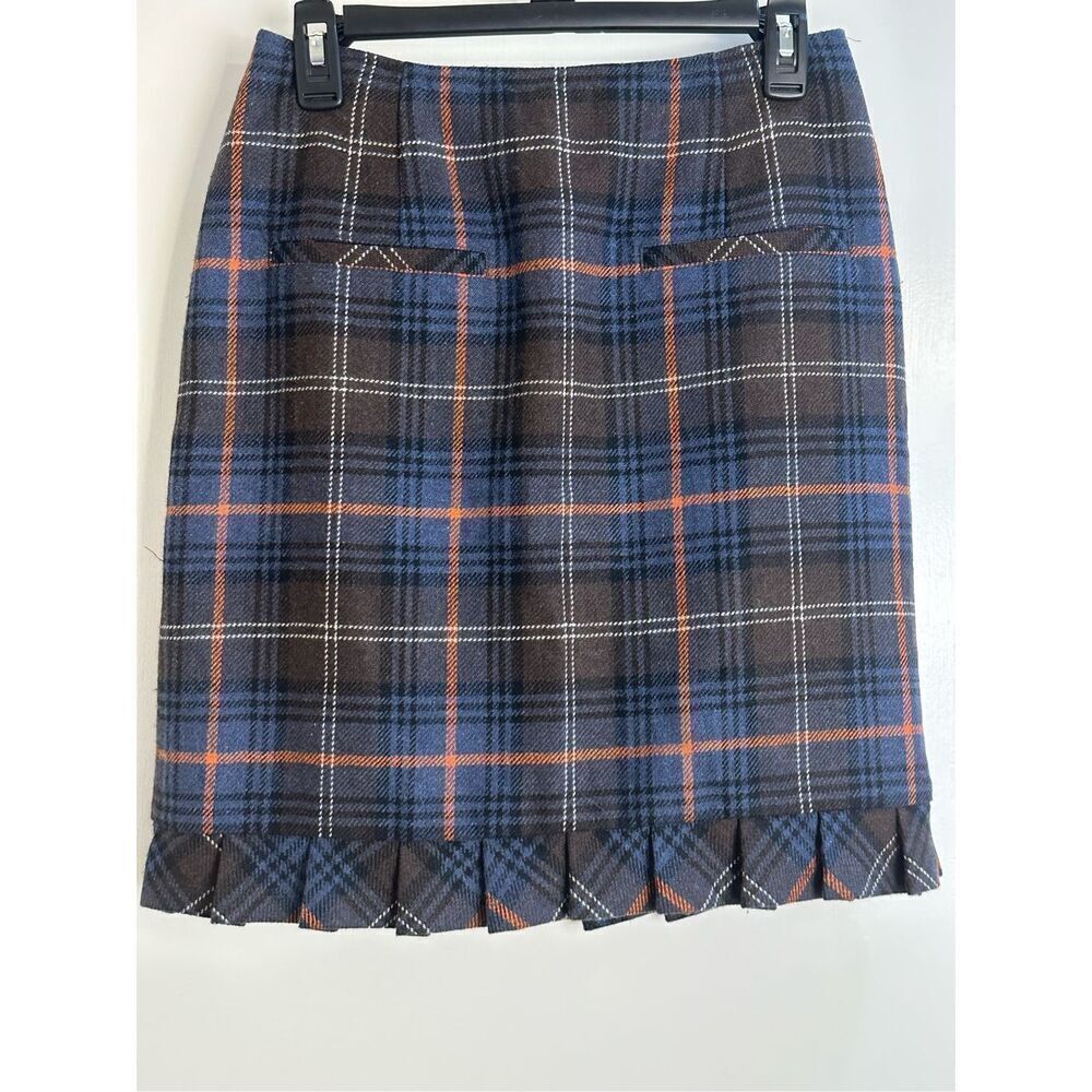 Cabi size 6 Heritage Plaid Pleated Skirt Ruffle Wool Blend Preppy